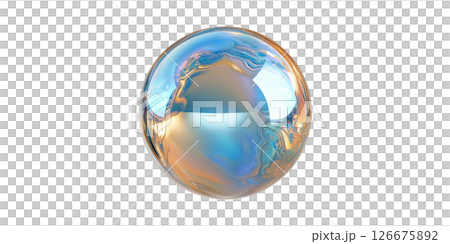 Iridescent Glass Sphere With Multicolored Reflections. Abstract Art And Design Element Isolated On Transparent Background Iridescent Glass Sphere With Multicolored Reflections. Abstract Art And Design Element Isolated On Transparent Background 126675892