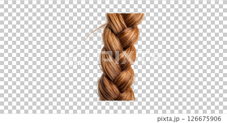 Close-Up Of Brown Braided Hair. Haircare And Styling Concept Isolated On Transparent Background 126675906