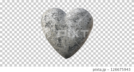 Stone Heart Sculpture. Symbol Of Strength And Endurance In Love Isolated On Transparent Background Stone Heart Sculpture. Symbol Of Strength And Endurance In Love Isolated On Transparent Background 126675943