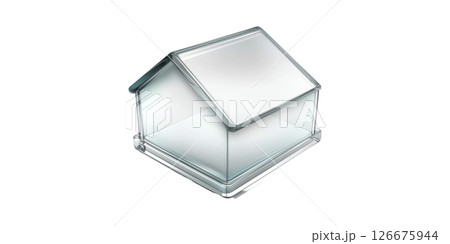 Glass House Model. Symbol Of Clarity And Modern Architecture Design Isolated On Transparent Background 126675944