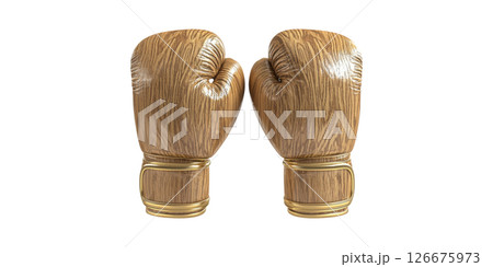 Boxing Gloves With Wood Texture Design. Unique Sports Equipment Concept Isolated On Transparent Background 126675973