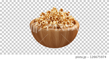 Bowl Of Popcorn. Perfect Snack For Movie Nights And Gatherings Isolated On Transparent Background 126675974