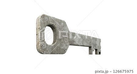 Concrete Key Symbolizing Strength And Security. Conceptual Representation Of Durability And Access Isolated On Transparent Background 126675975