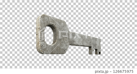 Concrete Key Symbolizing Strength And Security. Conceptual Representation Of Durability And Access Isolated On Transparent Background 126675975