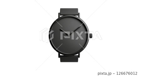 Minimalist Black Wristwatch Design. Sleek And Modern Timepiece For Fashion And Style Isolated On Transparent Background 126676012