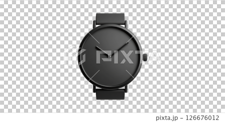 Minimalist Black Wristwatch Design. Sleek And Modern Timepiece For Fashion And Style Isolated On Transparent Background 126676012