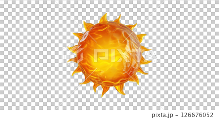 Glowing Sun Illustration With Fiery Texture. Symbol Of Energy And Warmth Isolated On Transparent Background 126676052