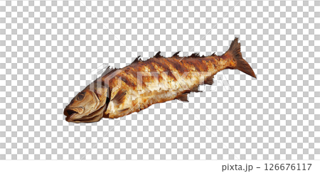 Grilled Whole Fish. Culinary Presentation And Seafood Cuisine Isolated On Transparent Background 126676117