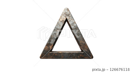Rustic Metal Triangle Symbol. Industrial Design And Geometric Art Concept Isolated On Transparent Background 126676118