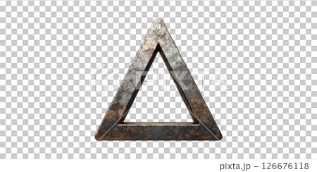 Rustic Metal Triangle Symbol. Industrial Design And Geometric Art Concept Isolated On Transparent Background 126676118