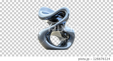 Futuristic Abstract Sculpture With Metallic Finish. Modern Art And Design Concept Isolated On Transparent Background 126676124