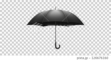 Black Umbrella. Weather Protection And Fashion Accessory Isolated On Transparent Background Black Umbrella. Weather Protection And Fashion Accessory Isolated On Transparent Background 126676160
