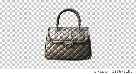 Elegant Quilted Leather Handbag. Luxury Fashion Accessory Isolated On Transparent Background 126676196