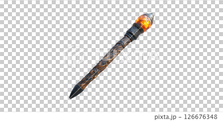 Fantasy Magic Staff With Glowing Crystal. Mystical Artifact For Role-Playing Games And Fantasy Themes Isolated On Transparent Background 126676348