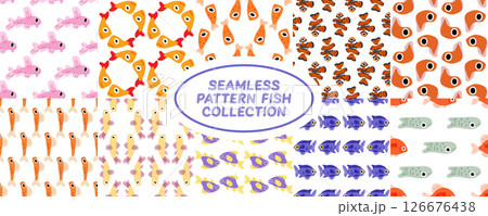 Funny Seamless Cartoon Fish Patterns Funny Seamless Cartoon Fish Patterns 126676438