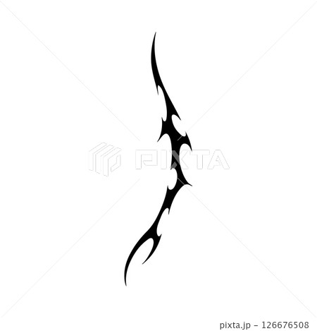 Neo tribal, Cyber sigilism vector design element, gothic black horn pattern, Y2K abstract ornament curly sharp shape 126676508