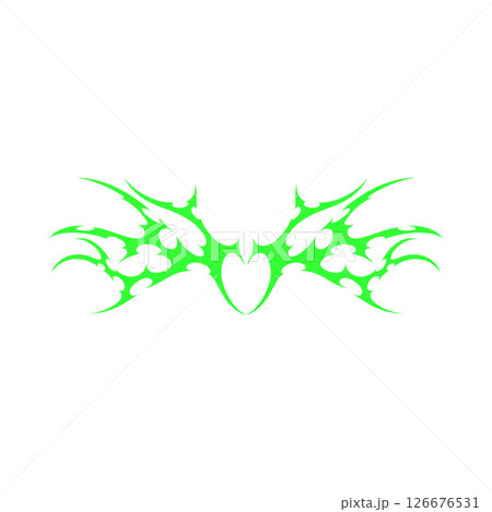 Neo tribal vector element, symmetry ornament swirl demon wings sharp shape, Maori gothic abstract green heart pattern Neo tribal vector element, symmetry ornament swirl demon wings sharp shape, Maori gothic abstract green heart pattern 126676531