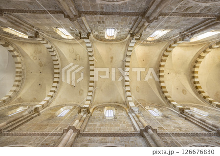 Groin Vaults and Windows illuminating the Basilique Sainte Marie Madeleine in Vezelay, France 126676830