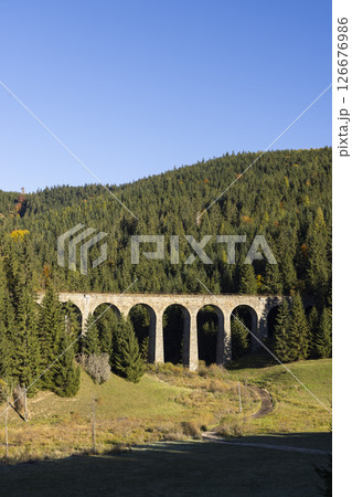 Railway bridge Chramossky viadukt near Telgart, Horehronie, Slovakia Railway bridge Chramossky viadukt near Telgart, Horehronie, Slovakia 126676986