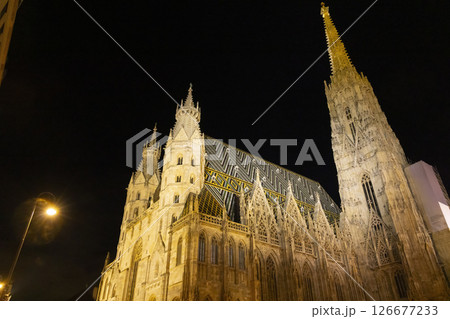 Saint Stephen cathedral in Vienna, at night Austria 126677233