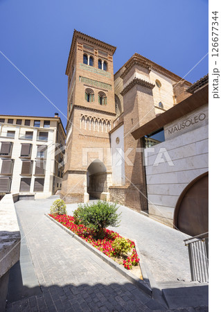 Church of San Pedro and Mausoleum of the Lovers of Teruel showing mudejar architecture in Plaza de los Amantes 126677344