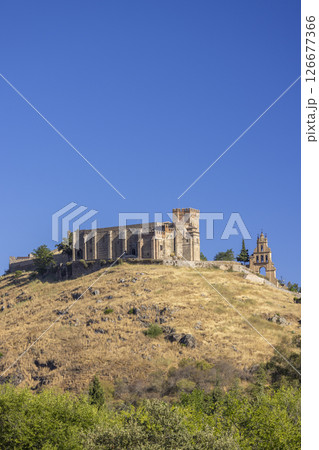 Castle of the Knights Templar of Aracena dominating the landscape in Andalusia, Spain Castle of the Knights Templar of Aracena dominating the landscape in Andalusia, Spain 126677366