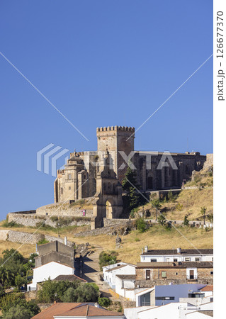 Prioral Church of Saint Mary dominating Aracena cityscape in Andalusia, Spain Prioral Church of Saint Mary dominating Aracena cityscape in Andalusia, Spain 126677370