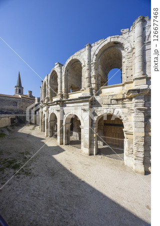 Arles Amphitheatre showing roman architecture in Provence, France Arles Amphitheatre showing roman architecture in Provence, France 126677468