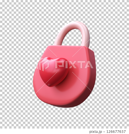 3D pink glossy castle with a heart. Wedding or Valentine's Day symbol 126677637