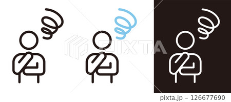 ネガティブな感情のピクトグラム。悩んでいる、もやもやしている、困っている人のアイコン。 126677690