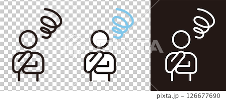 Pictograms of negative emotions. Icons of people who are worried, confused, or in trouble. 126677690