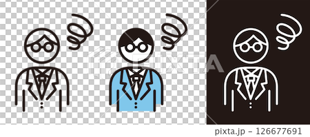 Pictograms of negative emotions. Icons of people who are worried, confused, or in trouble. 126677691