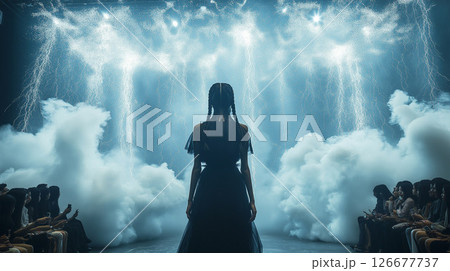 ファッションショーで歩く黒人女性モデル ファッションショーで歩く黒人女性モデル 126677737