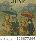 雨の日の猫 126677896