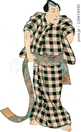 帯を締める男性のTHE浮世絵素材 帯を締める男性のTHE浮世絵素材 126678490