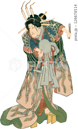 生命力あふれた丑の刻参りの女性のTHE浮世絵素材 生命力あふれた丑の刻参りの女性のTHE浮世絵素材 126678514