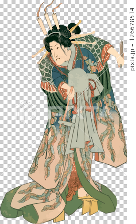 生命力あふれた丑の刻参りの女性のTHE浮世絵素材 生命力あふれた丑の刻参りの女性のTHE浮世絵素材 126678514