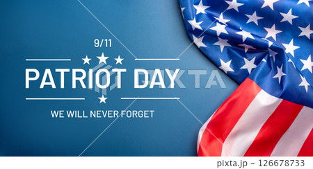 Blue background with American flag. 126678733