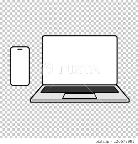 Front facing laptop and smartphone vector illustration Front facing laptop and smartphone vector illustration 126678995