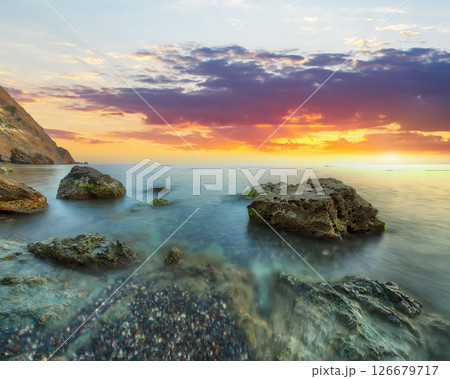 Amazing seascape during sunset. 126679717