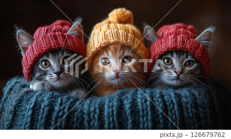 可愛い3匹の猫 可愛い3匹の猫 126679762