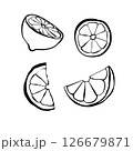 Vetor illustration. Set with lemon and lemon slices 126679871