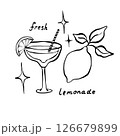 Hand drawn line illustration of fresh lemonade with lettering 126679899