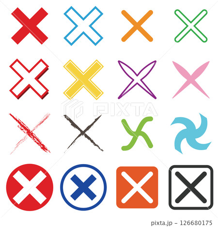 バツマーク　セット　カラフル 126680175