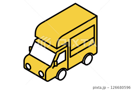 キッチンカー、シンプルな線画のアイソメトリックイラスト 126680596
