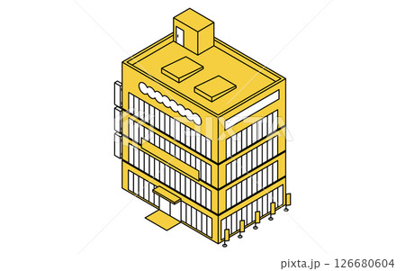 大型商業施設、シンプルな線画のアイソメトリックイラスト 大型商業施設、シンプルな線画のアイソメトリックイラスト 126680604