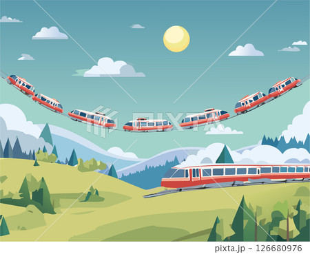 空を飛ぶ電車の風景 126680976