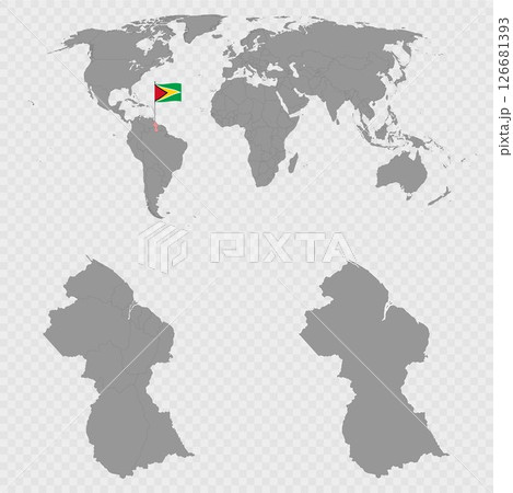 Guyana Map Set with World Location. Guyana Map Set with World Location. 126681393