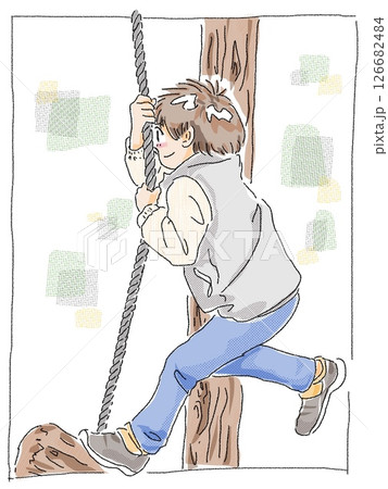 アスレチックで遊ぶ子　色付き 126682484