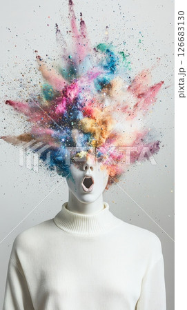Mannequin with an exploding head filled with...のイラスト素材 [126683130] - PIXTA